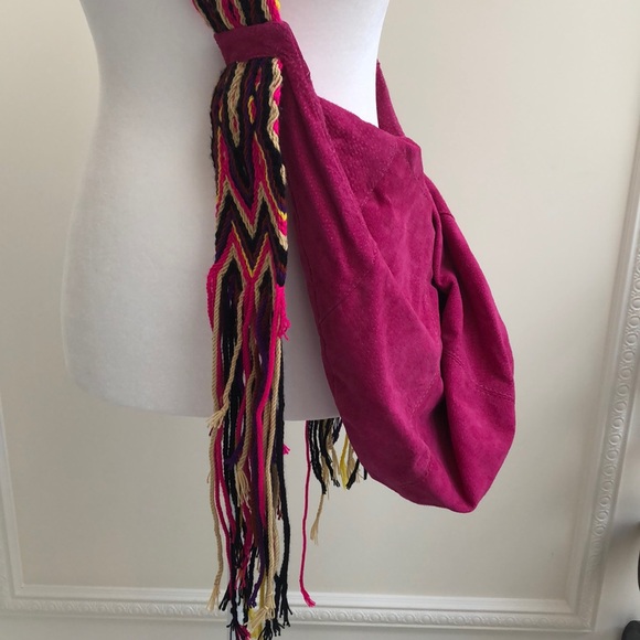 Pink Suede Bohemian Hobo bag - Picture 2 of 10
